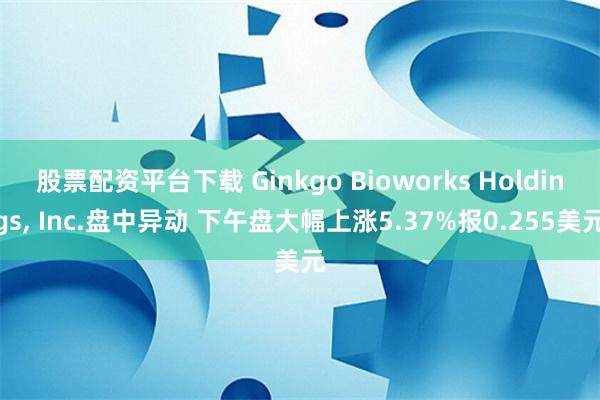 股票配资平台下载 Ginkgo Bioworks Holdings, Inc.盘中异动 下午盘大幅上涨5.37%报0.255美元